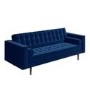 Mid Century Quilted Navy Blue Velvet 3 Seater Sofa - Elba