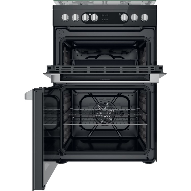 Refurbished Hotpoint HDM67G9C2CSB 60cm Double Oven Dual Fuel Cooker Black