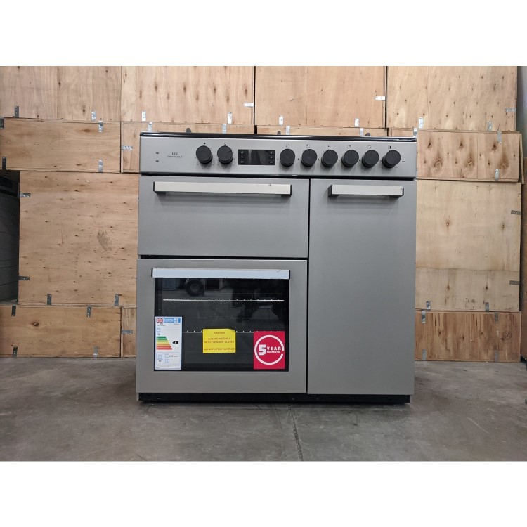 Refurbished New World NW90DF3ST 90cm Triple Cavity Dual Fuel Range Cooker Stainless Steel