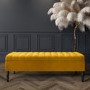 Safina Striped Top Storage Bench in Yellow Velvet