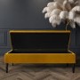 Safina Striped Top Storage Bench in Yellow Velvet