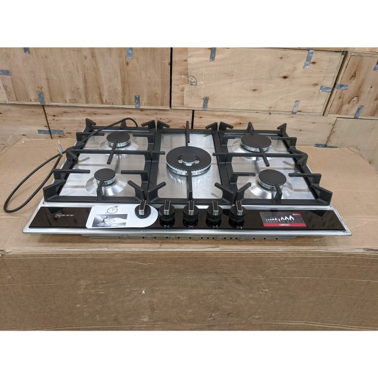 Refurbished Neff N70 T27DA69N0 75cm 5 Burner Gas Hob Stainless Steel and Black