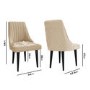 Pair of Beige Velvet Dining Chairs with Ribbed Back - Penelope