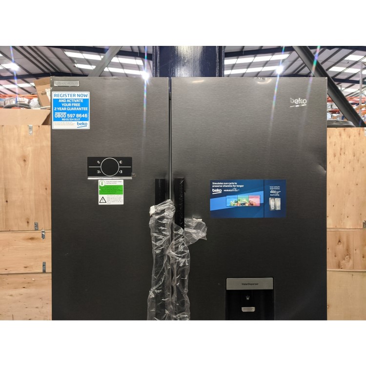 Refurbished Beko HarvestFresh ASD2341VB 554 Litre American Style Fridge Freezer With Non-plumb Water Dispenser Black