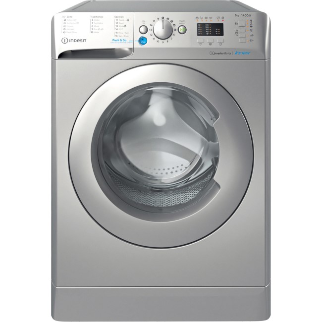 INDESIT Push And Go 8kg 1400rpm Freestanding Washing Machine - Silver