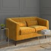 Mustard Velvet 2 Seater Sofa - Lotti