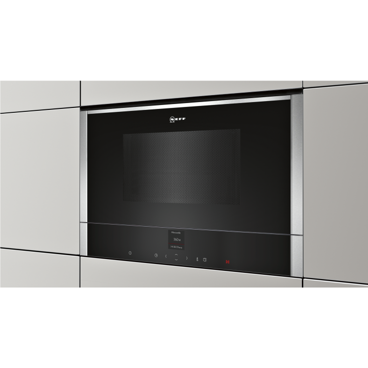 Refurbished Neff N70 C17GR00N0B Built In 21L with Grill 900W Left Hinged Door Microwave Stainless Steel
