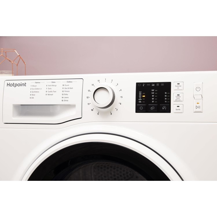 Refurbished Hotpoint  NTM1081WK Freestanding Condenser 8KG Tumble Dryer With Heat Pump Tech - White