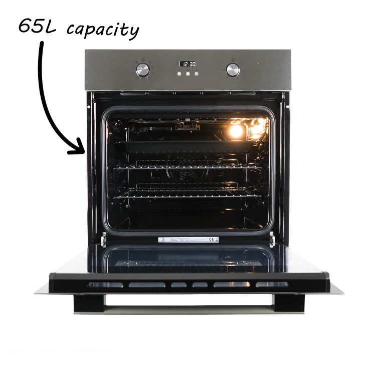 electriQ 65L 9 Function Plug In Electric Fan Single Oven - Stainless Steel