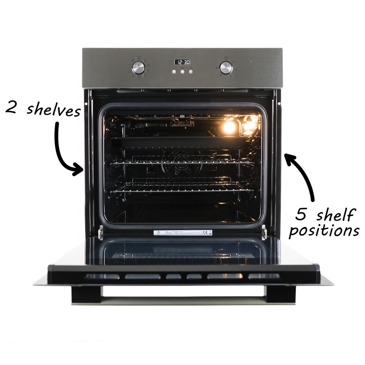 electriQ 65L 9 Function Plug In Electric Fan Single Oven - Stainless Steel