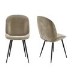 Set of 2 Mink Velvet Dining Chairs with Black Legs - Jenna