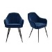 Set of 2 Navy Blue Velvet Tub Dining Chairs - Logan