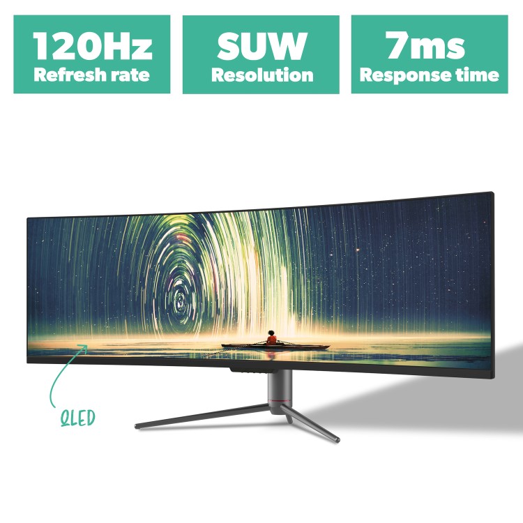 Refurbished electriQ eiQ-43CVSUWD120FSHQ 43"HDR Freesync Super Ultrawide QLED Curved Monitor