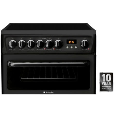 Hotpoint HAE60K 60cm Double Oven Electric Cooker - Black
