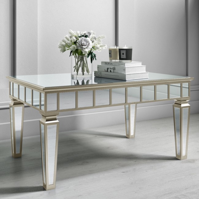 Small Mirrored Coffee Table with Gold Detailing - Jade Boutique