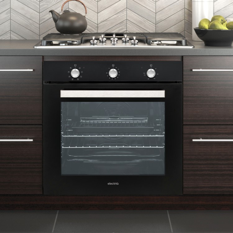 electriQ Plug In Fan Assisted Electric Single Oven - Black