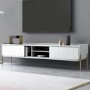 Wide White TV Stand with Storage - TV's up to 70" - Olis