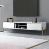 Wide White TV Stand with Storage - TV&#39;s up to 70&quot; - Olis