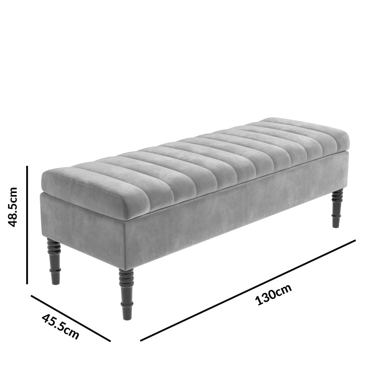 Grey Velvet End-of-Bed Ottoman Storage Bench - Safina