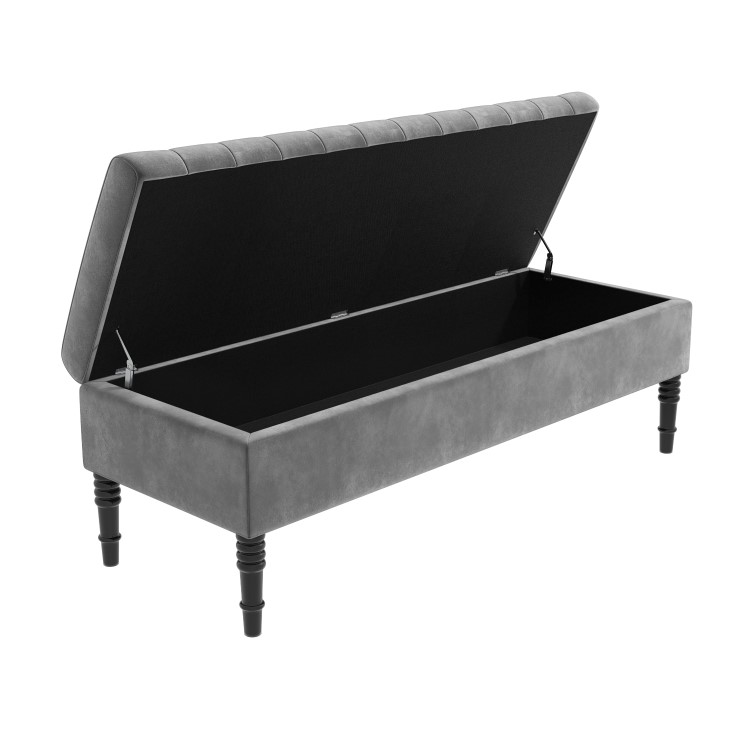 Grey Velvet End-of-Bed Ottoman Storage Bench - Safina