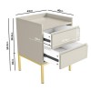 Beige Modern 2 Drawer Bedside Table with Legs - Zion