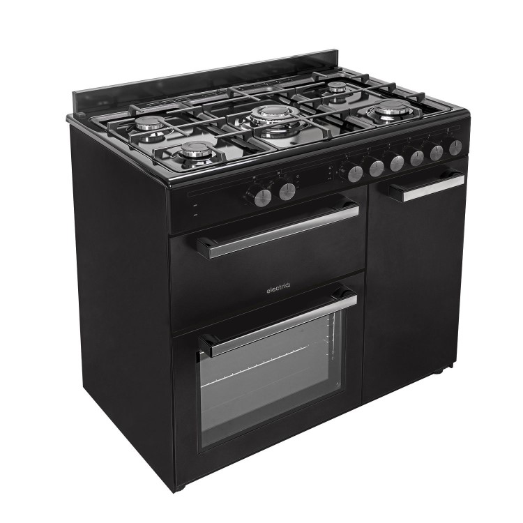 electriQ 90cm Dual Fuel Triple Cavity Range Cooker - Black