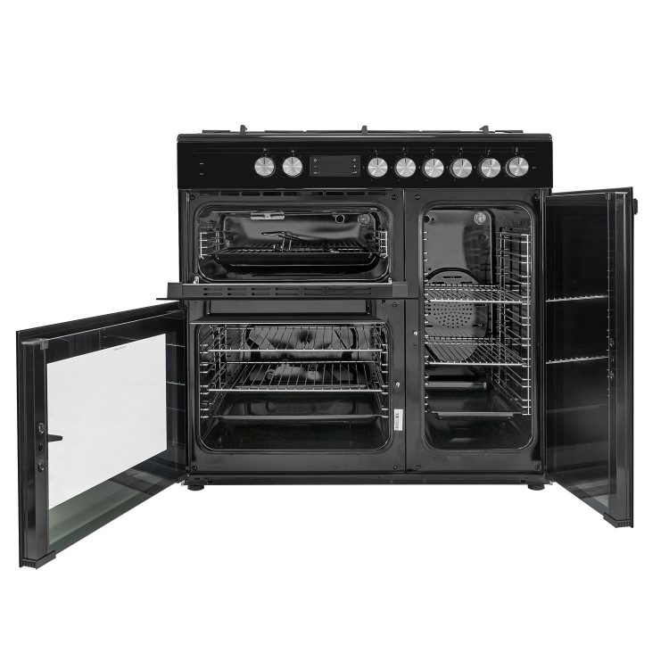 electriQ 90cm Dual Fuel Triple Cavity Range Cooker - Black