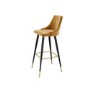 Mustard Velvet Kitchen Stool with Button Back - 66cm - Maddy