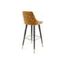 Mustard Velvet Kitchen Stool with Button Back - 66cm - Maddy
