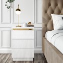 ISB005 White High Gloss 3 Drawer Bedside Table with Metallic Trim - Isabella