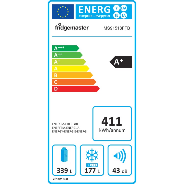 Fridgemaster 516 Litre American Fridge Freezer - Black