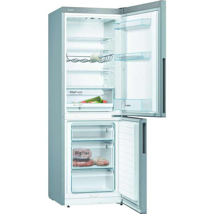 Refurbished Bosch Serie 4 KGV33VLEAG Freestanding 287 Litre 60/40 Fridge Freezer Stainless Steel