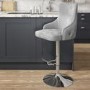 Light Grey Velvet Swivel Bar Stool - Height Adjustable - Jade Boutique
