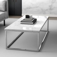 White Marble Effect Top Coffee Table - Demi