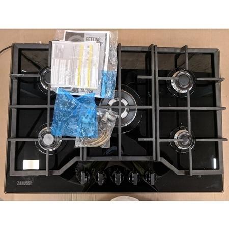 Refurbished Zanussi Series ZGGN755K 75cm 5 Burner Gas on Glass Hob Black
