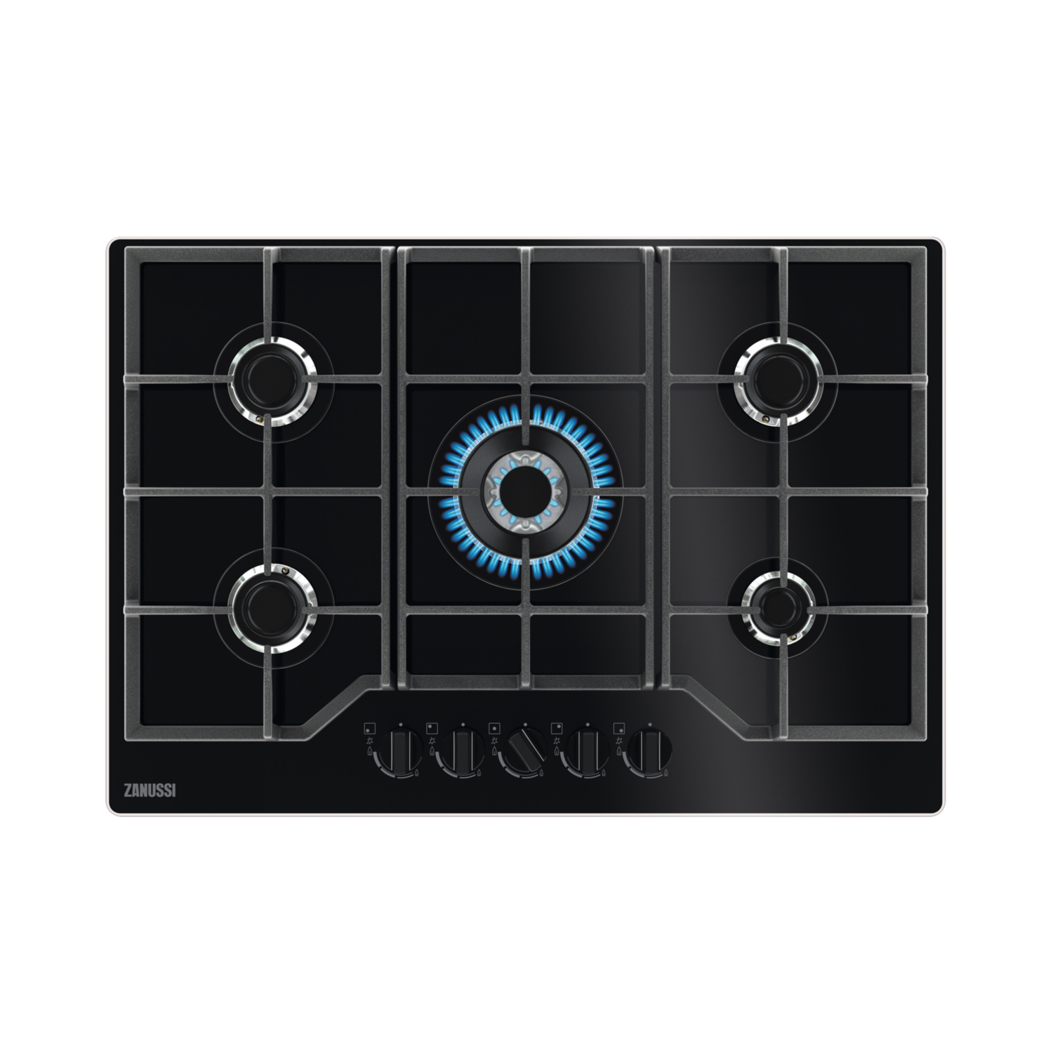 Zanussi Series 60 75cm 5 Burner Gas on Glass Hob - Black