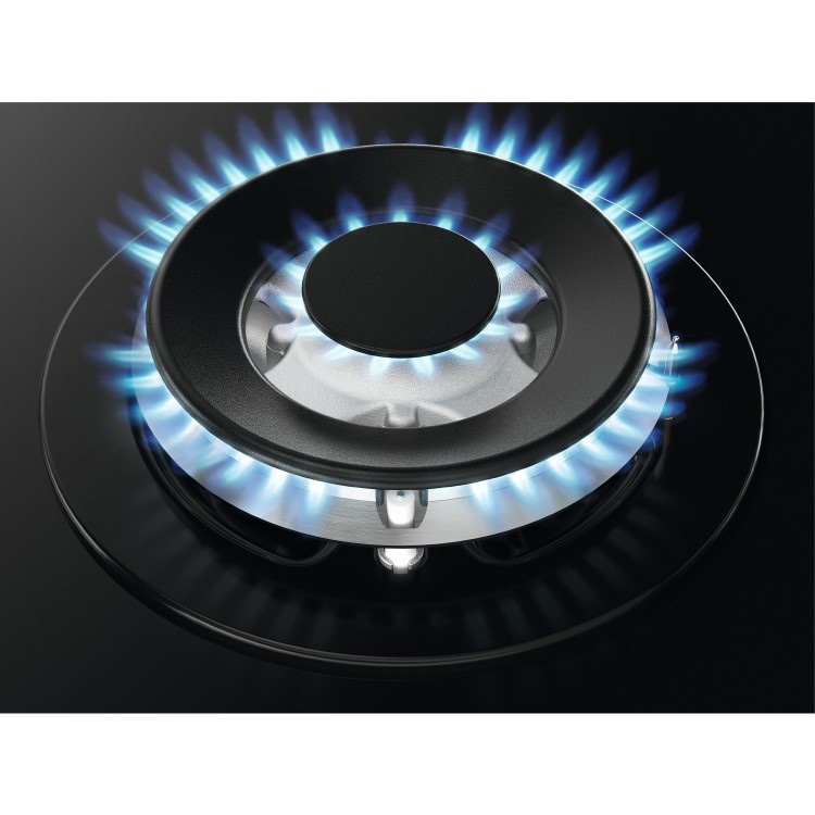 Refurbished Zanussi Series 60 ZGGN755K 75cm 5 Burner Gas on Glass Hob Black