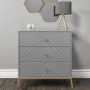 Grey Chevron Chest of 3 Drawers with Legs - Ezra
