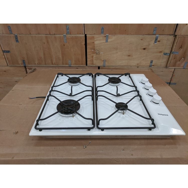 Refurbished Hotpoint PAS642HWH 58cm 4 Burner Gas Hob White