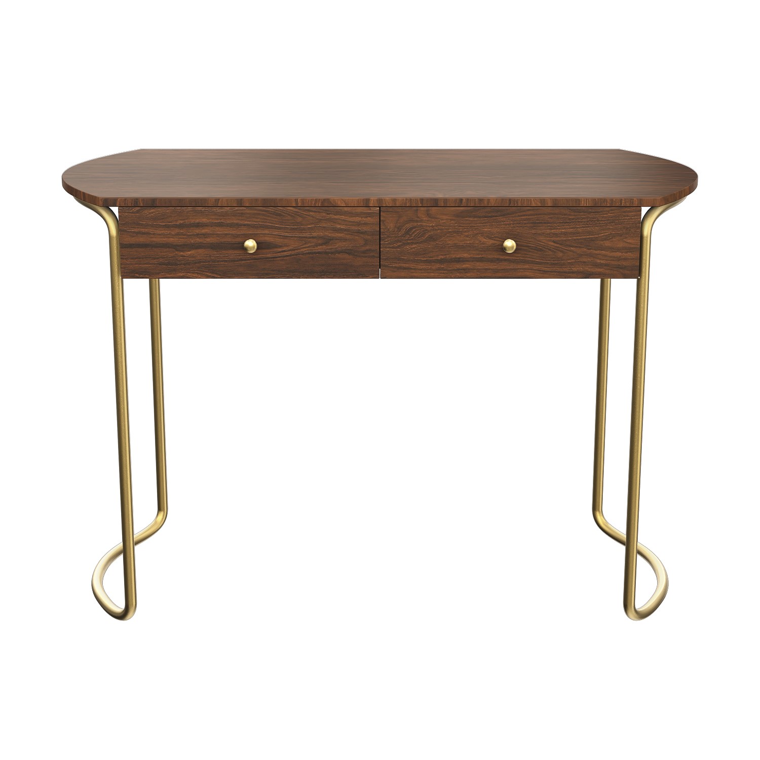 Walnut Solid Wood Office Desk with Curved Legs Piper BuyItDirect.ie