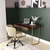 Walnut Solid Wood Office Desk with Curved Legs - Piper
