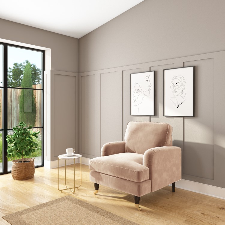 Velvet Armchair in Blush Pink - Payton