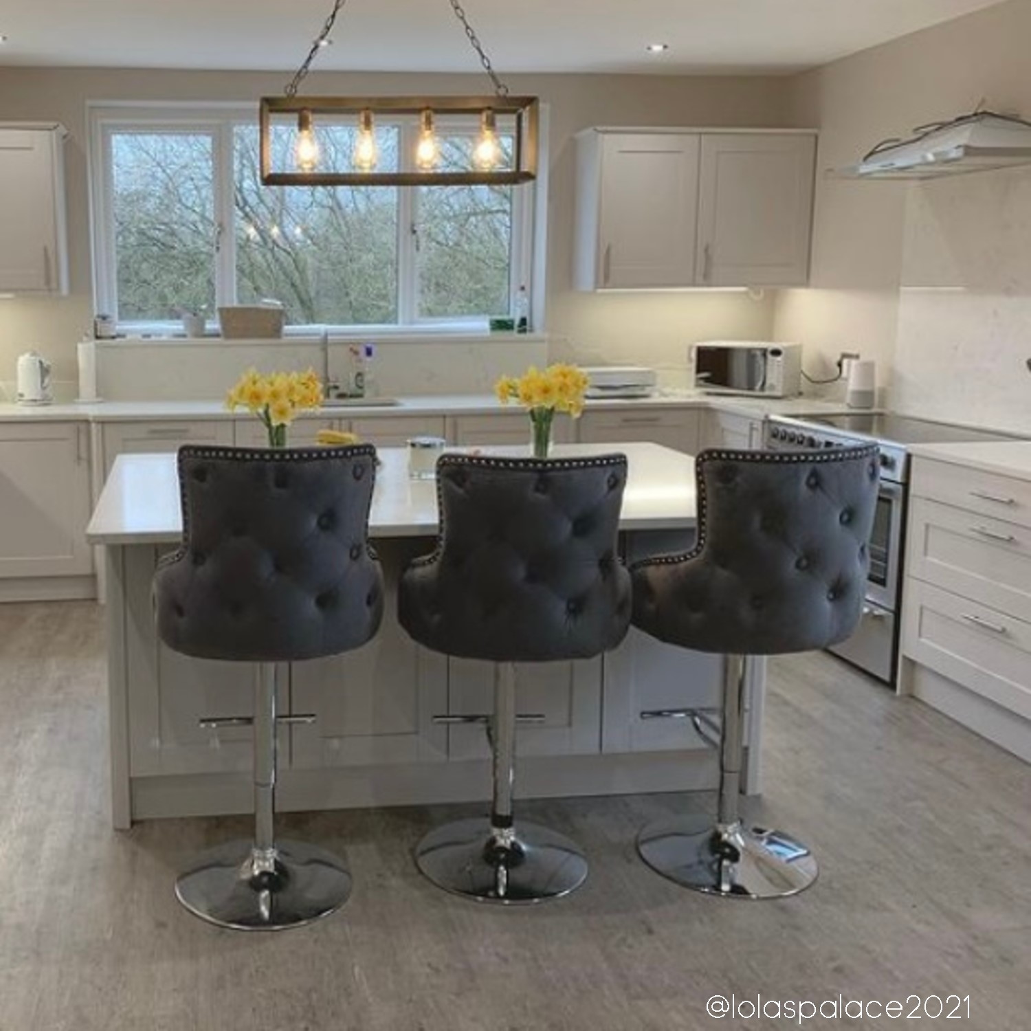 Dark Grey Velvet Swivel Bar Stool Height Adjustable Jade Boutique