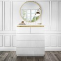 ISB006 White High Gloss Chest of 5 Drawers with Metallic Trim - Isabella
