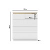 White High Gloss Chest of 5 Drawers with Metallic Trim - Isabella