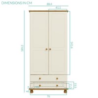 GRADE A2 - Hamilton 2 Door 2 Drawer Wardrobe in Cream and Pine