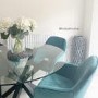 Set of 2 Teal Velvet Armchair Dining Chairs - Logan