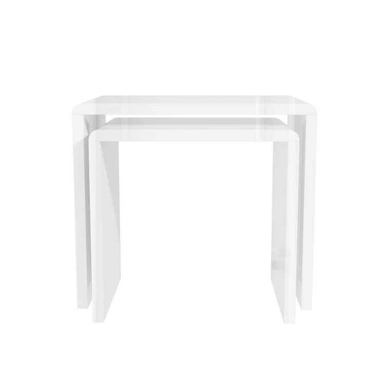 Rectangular White Gloss Nest of 2 Side Tables - Tiffany