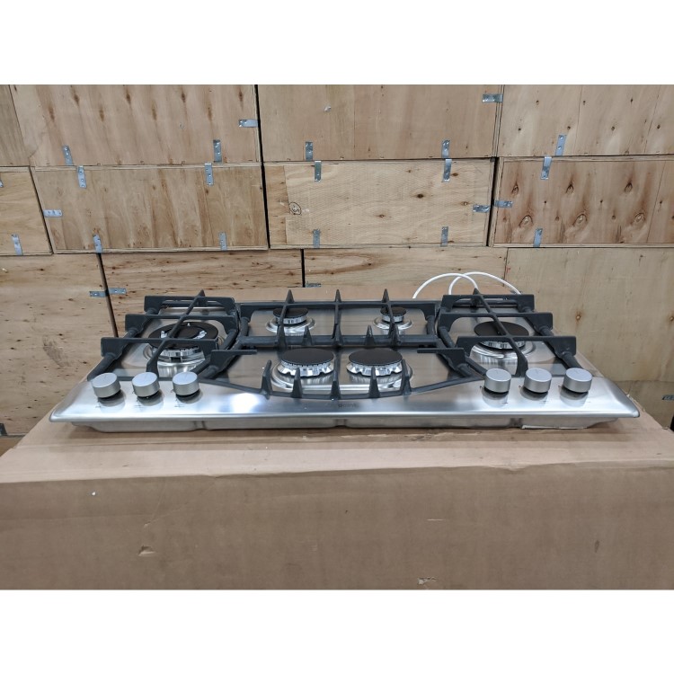 Refurbished Hotpoint PHC961TSIXH 6 Burner Gas Hob Stainless Steel With Cast Iron Pan Stands