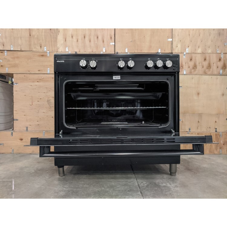 Refurbished electriQ EQRANGE90GASBLACK 90cm Single Oven Gas Range Cooker Black
